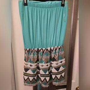 Tube Top turquoise mosaic pattern sequin rumper